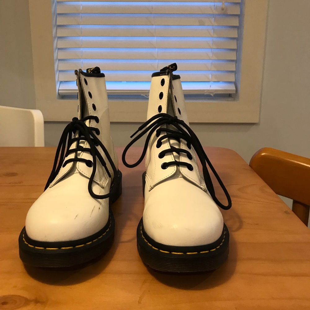 White Dr Marten combat boots